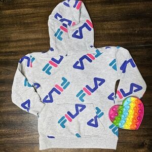 FILA 》 Kids Hooded Sweatshirt with All-Over Logo Print